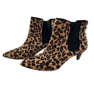 ZARA BASIC Leopard Print Calf Hair Kitten Heel Ankle Boot